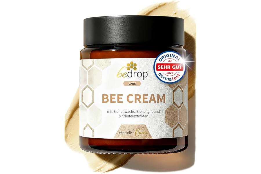 Produktabbildung zu bedrop Bienengiftsalbe hochdosiert (kühlend & wärmend) - Bee Cream Bienengiftcreme für den Körper mit Bienenwachs und 8 Kräuterextrakten, wie Aloe Vera, Ringelblume, Eukalyptus und Rosskastanie 100g