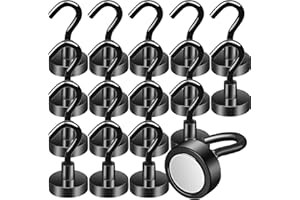 MIN CI 18pcs Ganchos Magnéticos Extra Fuertes, 20mm Iman Gancho, Imanes Fuerte, Imanes Neodimio Negro, Ganchos Cocina Extrafuertes Para Camping Garaje Cocina Oficina