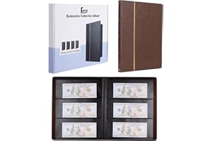 Fippy 60 Pochettes Album Billet de Banque Collection, Album pour Billets de Banque, Classeur pour Billets de Banque Collection Billets, Timbres Touristique (Marron)