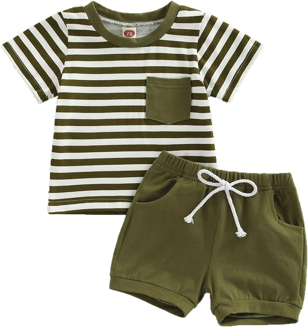 Eqenkely Conjunto Ropa para Niño Camiseta Top Rayas de Manga Corta y Cintura Elástica Pantalones Cortos 2Pcs Verano Shorts Trajes Bebé Outfit