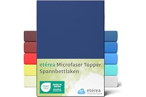 ETÉREA HIMMLISCHE QUALITÄT etérea Jersey Topper Spannbettlaken 140x200-160x200 cm Marine für 5-10 cm Steghöhe 100% Microfaser - Oekotex Spannbetttuch Matratzen Bett Bezug - Bettlaken 140x200cm - 160x200cm Blau