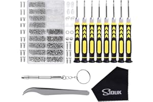 SIQUK Brillenreparaturset mit 8 in 1 Schraubendreher kleinen Schrauben und 6 Paar Nasepads, für Brillen Sonnenbrillen Uhren