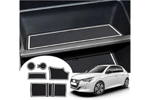GAFAT Nuova Peugeot 208 e-208/ Peugeot 2008 e-2008 GT Line 2020-2024 2025 Tappetini Antiscivolo, Tappetini in Gomma per Portaoggetti Bracciolo, Portabicchieri, Scanalatura Porta (Bianco)