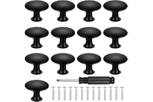 ZHENGYYUU 13 Pcs Black Drawer Cabinet Knobs, Antique Cupboard Door Knobs Pulls, Round Metal Wardrobe Handles for Furniture Kitchen Cabinet Wardrobes Dresser(30mm, Black)