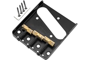 MUSICLILY Wilkinson WTB Vintage Telecaster Bridge 3 kompensowane mosiężne siodełka do gitary elektrycznej Tele Style, czarne