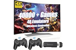 JVSURF Wireless Retro Game Console, 128G Game Stick with Built-in 40,000 Games, 40+ Emulators, Dual Wireless Controllers, Plug & Play Video Game Consoles, 4K HDMI Nostalgia Stick Game for TV