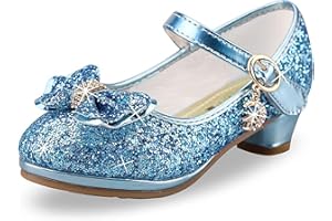 EDOSIR Zapatos de Vestir Niñas Brillo Brillando Sandalias de Fiesta Niños Tacones Bajos Zapatos de Princesa Bowknot Zapatos Mary Jane Pequeñas Zapatos de Baile Ceremonia