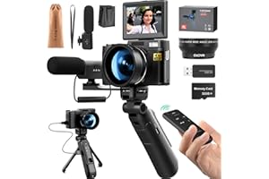 G-Anica Appareil Photo numérique 4K pour la Photographie, Appareil Photo vidéo/vlogging 48mp pour Youtube, kit Vlogger, kit de création de Contenu Microphone et Prise de trépied à Distance