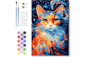 Lxmsja Dipingere con i Numeri Adulti Con Cornice, Gatto Paint by Numbers Kit Principianti Con 3 Penne, Hobby Creativi Adulti Idee Regalo Donna Decorazioni Casa - 20x30cm