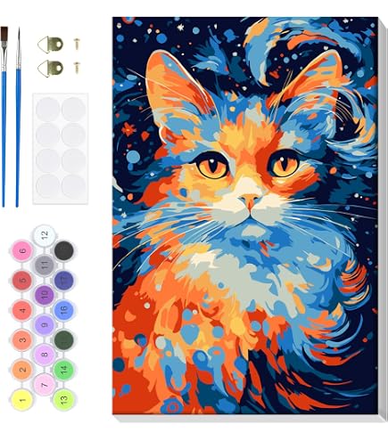 Peinture par Numero pour Adulte Enfant,Chat coloré Bricolage Peinture par Numéros à l'huile sur Toile,avec Peintures Acryliques et Pinceaux Kits pour la Décor de la Maison 50x65cm - avec cadre Peinture par Numero pour Adulte Enfant,Chat coloré Bricolage Peinture par Numéros à l'huile sur Toile,avec Peintures Acryliques et Pinceaux Kits pour la Décor de la Maison 50x65cm - avec cadre