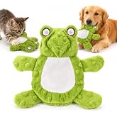 SOGUD Kedi K&ouml;pek Oyuncağı Sesli Hışırtılı Peluş Kurbağa, Basınca ve Isırınca Ses &Ccedil;ıkaran Kafa, Hışırtılı G&ouml;vde, Yumuşak Etkil
