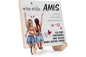 ANHUIB Meilleur Cadeau D'ami,Cadeau d'anniversaire D'ami,Peinture Décorative en Bois Pouvant être Suspendue Debout,Cadeau de Départ D'ami,Meilleur Cadeau D'ami,Cadeau Personnalisé Femme,15×15×1 cm