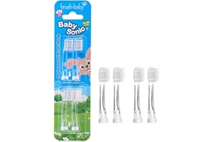 ‎BRUSH-BABY Brush-Baby – Ersatzbürstenköpfe für BabySonic Elektrische Zahnbürste, 18–36 Monate – Weiche, Sanfte Bürstenköpfe für Milchzähne & Zahnfleisch – Kleinkind-Bürstenkopf, BPA-frei – 4er-Pack