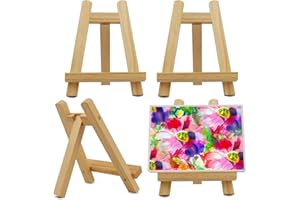 CHMEJIA 4 Stück Klein Staffelei (15 x 20cm) Tischstaffelei Holz Bilderständer Desktop Gemälde Kunstwerke Ausstellen mini Holzstaffeleien für Hochzeit Geburtstag Party