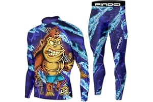 FINDCI Abbigliamento sportivo a compressione da uomo, abiti da palestra aderenti da allenamento, per boxe, rugby, jogging, sport, tuta da corsa