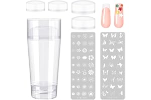 BELOVING French Nails Stempelset, 2 Stück Nagel Stempel für Nageldesigns mit 1 Schaber, 2 Nagelstempelplatten und 4 Silikon-Gel-Nagelstempelköpfe