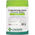 Lindens Chromium Max 1000mcg Picolinate - 120 Tablets | Detox, Metabolism, Blood Glucose, | Mega Potency (2500% NRV) | 4 Months Supply, UK Manufacturer, Letterbox Friendly, Vegan