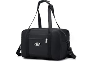 for Ryanair Airlines Cabin Bag 40X20X25 Underseat,KSIBNW Foldable Lightweight Travel Duffle Bag Overnight Carry on Luggage Bag for Women and Men 20L,Black,with Shoulder Strap