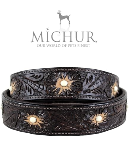 MICHUR Graphiti Lederhalsband Für Hunde – Handgefertigt, Bunt Gesprenkelt, Verschiedene Größen
