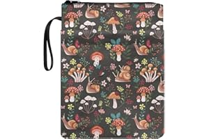 Poceacles Copertine per libri con copertina rigida, motivo lumaca, funghi, fiori, stampate, in brossura, protezione per libri, borsa per bibbia, borsa con cerniera, borsa per donne e uomini