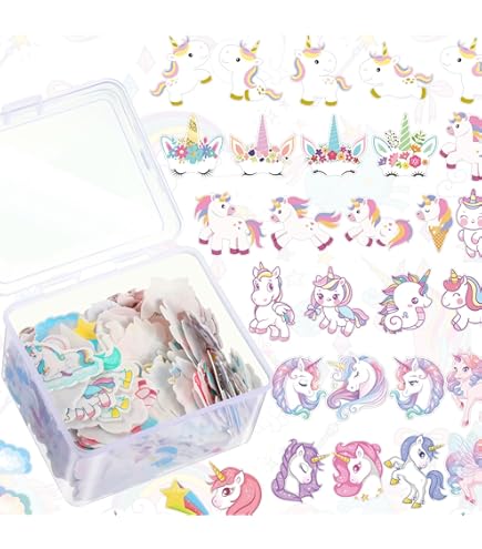 Yesaler Topper De Gâteau Licorne Cupcake Toppers Wrappers