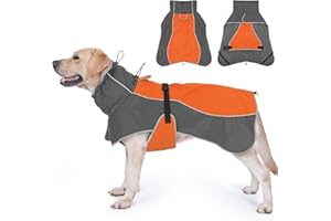 HezzLuv Veste Imperméable pour Chien, Réfléchissantes d'hiver Manteau Chaud pour Chien avec Doublure Polaire pour Chiens de Petite à Grande Taille Camping et Randonnée en Extérieur par Temps Froid