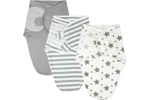 AYBUY Set med 3 swaddles för spädbarn, sömnväska för nyfödda för pojke flicka 0-3 månader, väsentliga ekologiska justerbara b