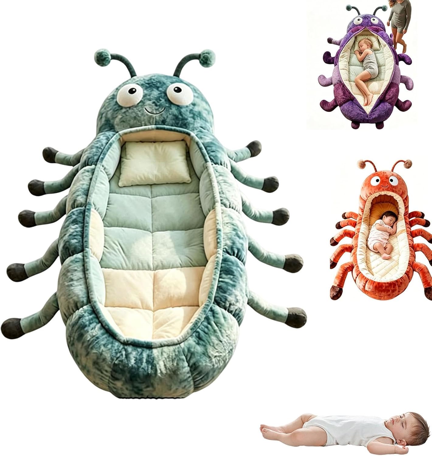 Hugging Caterpillar Sleeping Bags, Plush Cocoon Full-Body Lounger, Animal Sleeping Bag for Adults Kids, Indoor Nap Pod, Cozy Reading Nest, Soft Floor Lounger for Relaxation Travel & Indoor Use
