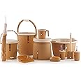 Nabhya Newton 11Piece Complete Plastic Bathroom Essential Set for Home, Kitchen & Bathroom Includes 20L Bucket, 18 L Tub, Big Stool, Dustbin, and More (Pack of 11) (Beige)