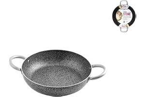 Home Family Stone Tegame Antiaderente con 2 Manici, Pietra, Nero/Grigio, 32 cm