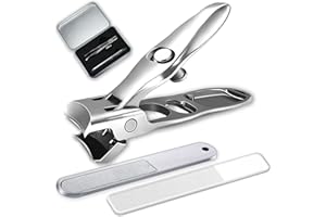 Nail Clippers with Catcher No Splash, Azymi Large Toe Nail Clippers for Thick Nails Heavy Duty 3Pcs Set Manicure & Pedicure Tools, Thick Nail Cutter Wide Jaw Blade/Sharp Edge/Safety Lock