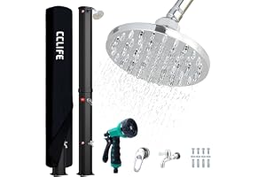 CCLIFE Soldusch 40 l med handdusch solträdgård dusch pooldusch regndusch utomhusdusch pooldusch trädgård dusch varmt vatten