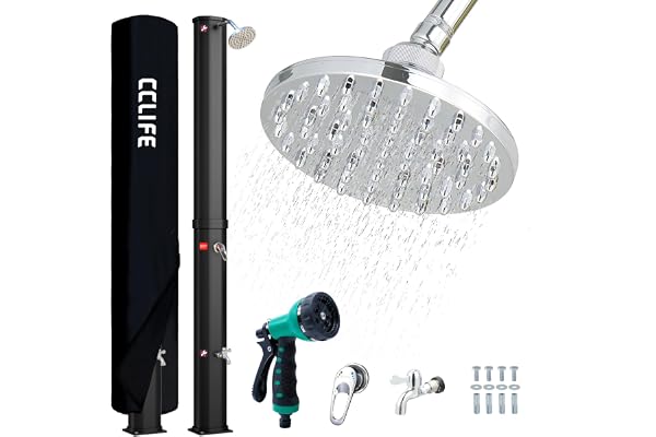 CCLIFE Douche Solaire, Douche de Jardin Solaire avec 40 litres, avec Housse de Protection, pommeau de Douche réglable,température de l'eau réglable jusqu'à 60°, pour Piscine Plage Jardin