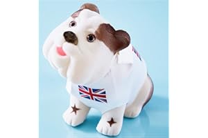 SKYTE® British Bulldog Nodding Dog Wearing Union Jack Top Novelty British Souvenirs Queens Platinum Jubilee Street Party Decoration Car Figure Great Britain 12cm/5"
