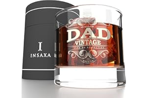 Insaxa Father's Day Gifts - Lowball Glass Tumbler (380ml) Dad Gifts Dad Birthday Gifts for Dad Christmas Gifts for Dad Presents for Dad Fathers Day Gift
