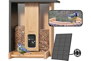 NETVUE by Birdfy Comedero Pajaros Exterior, Comederos para Pajaros con Camara, Bambú Ecológico/Renovable, Observación de Aves en Tiempo Real, Captura Automática,Notificación Instantánea