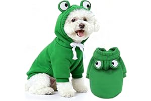 TENHCREEK Costume de Noël Chien,Capuche Déguisements Chien Noel,Polaire Manteau pour Chats Et Chiens,Déguisements pour Grands,Moyens et Petits Animal de Compagnie,Grenouille Cosplay Chiot Chat Costumes XL