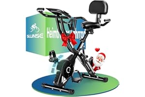 SLUNSE 5-in-1 Heimtrainer Fahrrad, 2025 Neu Hometrainer Fahrrad mit 16 Stufen Magnetwiderstand, Klappbar Ergometer Heimtrainer mit 10dB extra Leise, Indoor Bike für Kardio-Training zu Hause, Bis 160KG