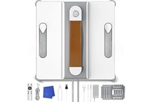 SWBSLL Window Cleaning Robot, Four Nozzles Ultrasonic Spray Function, 100 ml Tank, 6000 Pa Electric Window Cleaner with 3 Cleaning Modes, Intelligent Navigation, Edge Detection, Remote Control and 6 Cleaning