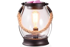 Dorephine Electric Wax Burners,Rustic Metal Oil Burner,Wax Melt Burner with 40W Edison Bulb for Home Décor (Lantern)