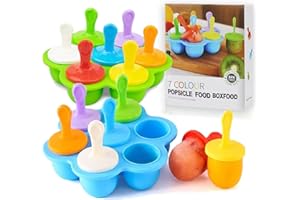 BEFOL Eisformen Silikon,2 Stück Eisformen Eis am Stiel Formen Silikon,7 Mulden Eisform mit Kunststoffstäbchen,Eisformen Kinder BPA Frei, Mini Eis Form, Eisförmchen Popsicle Formen (Blau Grün)