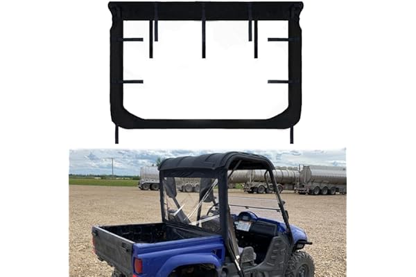 Rhino UTV Pare-brise arrière – Fenêtre arrière souple StarknightMT avec fermeture éclair compatible avec Rhino 450 660 700 Massimo MSU500 Hisun 500 700 Axis Cub Cadet Challenger Bennche