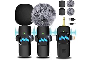 MLZTINGR Lavalier Mikrofon für iPhone Android Kamera, 2 PASE Mikrofon Handy für iPhone/Android Telefon/Kamera/Computer, Ansteckmikrofon mit USB-C/3,5 mm, mikrofon kabellos for YouTube, TikTok