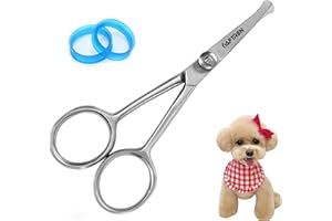 AFTREN Forbici da toelettatura per cani Cesoie regolabili per animali domestici dritte Punta arrotondata Punta a sfera Forbice da taglio per capelli professionale affilata di lunga durata (4,5 pollici)