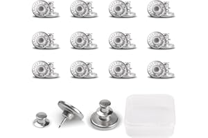 GEGONG Pulsanti per Jeans sostitutivi da 12 Pezzi da 17 mm, Pulsanti Jeans Metallici Regolabili e Staccabili, Bottoni a Perno di Jeans, per Giacche, Vestiti, Gonna in Jeans, Mestieri Fai -da -Te (Silver)