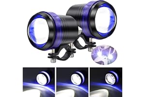NWpangu Motorcycle Spot Headlights, Hi/Low Beam Flashing LED Front Spotlights, Ultra Bright Driving Fog Lamps Universal Fit 12V/80V Vehicles (Dark Blue)