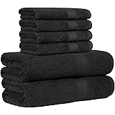 Amazon Basics – 6 Stück Handtuch-Set für Badezimmer, lichtbeständig, 100 % Baumwolle, weich und saugfähig, 2 Badetücher und 4