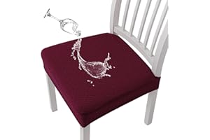 KELUINA Coprisedili per sedie impermeabili in jacquard con reticolo elasticizzato 1/2/4/6 pezzi Coprisedie per sedie da pranzo Coprisedie per cucina (Vino rosso,4 PCS)