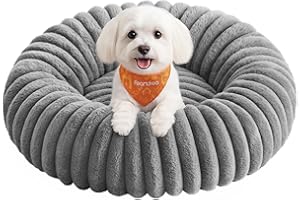 Feandrea Hundebett, mittelgroßes Katzenbett, 60 cm Durchmesser, Hundekörbchen, Hundekissen waschbar, weiche Polsterung, rutschfest, Taubengrau PGW302GD01