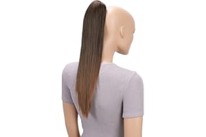 ‎CAISHA CAISHA 50cm Clip on Zopf Haarteil Pferdeschwanz Haarverlängerung Kunsthaar Glatt Braun Mix H59